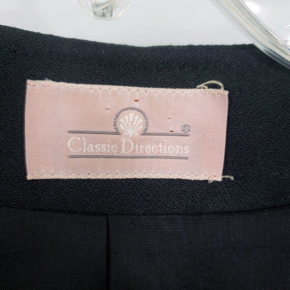 Classic Directions Women's Size 8 Black Lined One Button Suit Coat Jacket Blazer - Picture 9 of 10